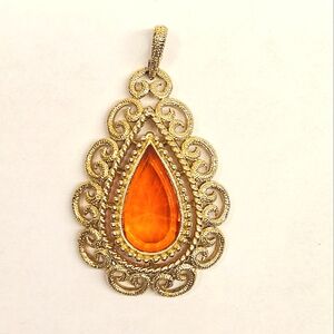 Avon Orange Goldtone Pendant